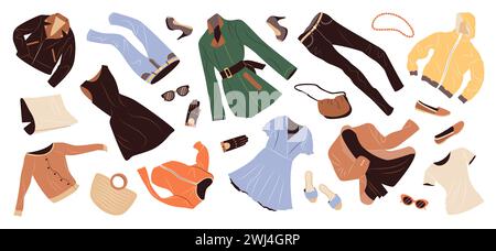 Set fliegender Mode für Damen. Stock Vektor