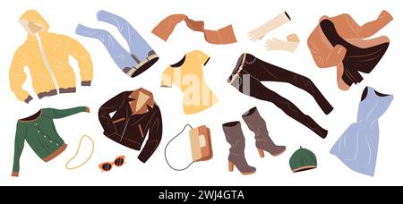 Set fliegender Mode für Damen. Stock Vektor