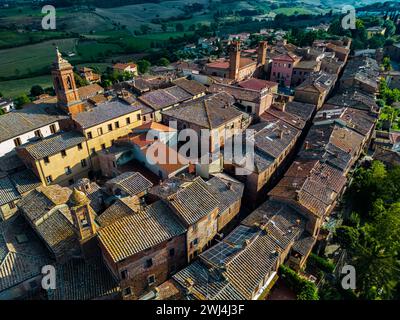 Aus der Vogelperspektive von Torrita di Siena Stockfoto