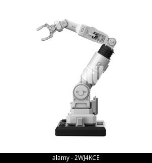 3D-Rendering weißer Ai-Roboterarm isoliert auf weißem Hintergrund Stockfoto