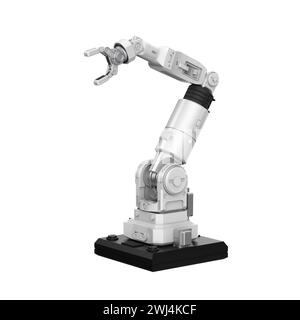 3D-Rendering weißer Ai-Roboterarm isoliert auf weißem Hintergrund Stockfoto