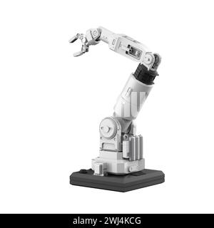 3D-Rendering weißer Ai-Roboterarm isoliert auf weißem Hintergrund Stockfoto