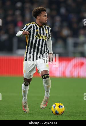 Turin, Italien. Februar 2024. Weston McKennie aus Juventus während des Spiels der Serie A im Allianz Stadium in Turin. Der Bildnachweis sollte lauten: Jonathan Moscrop/Sportimage Credit: Sportimage Ltd/Alamy Live News Stockfoto