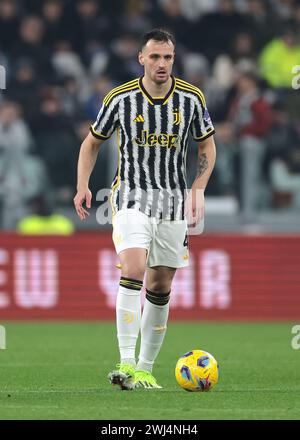 Turin, Italien. Februar 2024. Federico Gatti von Juventus während des Spiels der Serie A im Allianz-Stadion in Turin. Der Bildnachweis sollte lauten: Jonathan Moscrop/Sportimage Credit: Sportimage Ltd/Alamy Live News Stockfoto