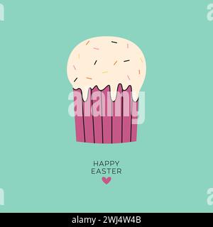 Flacher Osterkuchen. Grußkarte für frohe Ostern. Trendige, minimalistische Vektor-Illustrationen für den Urlaub. Weihnachtsbezüge, Plakate, Banner Stock Vektor
