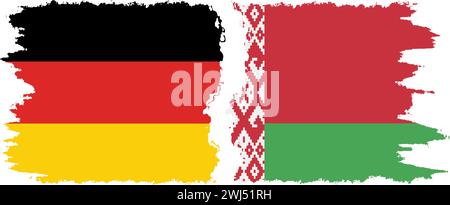 Weißrussisch und Deutschland Grunge Flaggen Verbindung, Vektor Stock Vektor