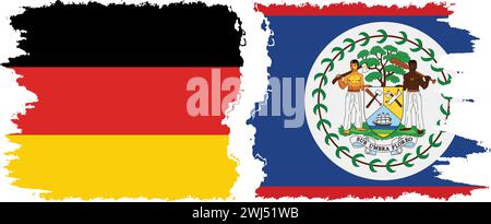 Belize und Deutschland Grunge Flags Verbindung, Vektor Stock Vektor