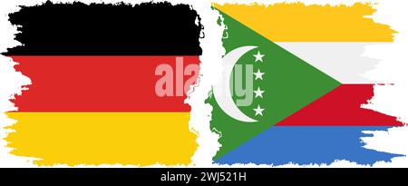 Komoren und Deutschland Grunge Flaggen Verbindung, Vektor Stock Vektor