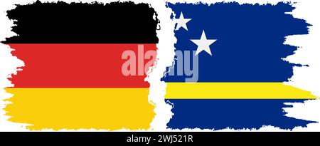 Curacao und Deutschland Grunge Flags Verbindung, Vektor Stock Vektor