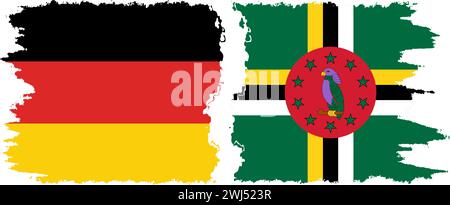 Dominica und Deutschland Grunge Flags Verbindung, Vektor Stock Vektor