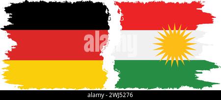 Kurdistan und Deutschland Grunge Flags Verbindung, Vektor Stock Vektor