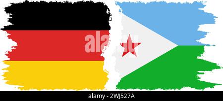 Dschibuti und Deutschland Grunge Flaggen Verbindung, Vektor Stock Vektor