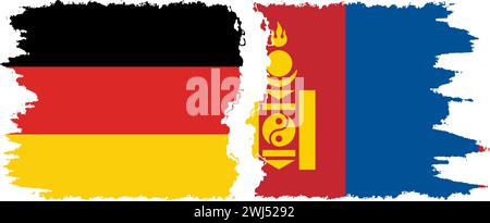 Mongolei und Deutschland Grunge Flaggen Verbindung, Vektor Stock Vektor