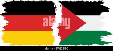 Palästina und Deutschland Grunge Flaggen Verbindung, Vektor Stock Vektor