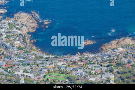 Camps Bay in der Nähe von Kapstadt aus der Luft Südafrika Stockfoto