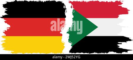 Sudan und Deutschland Grunge Flags Verbindung, Vektor Stock Vektor