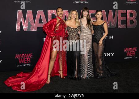 Los Angeles, USA. Februar 2024. Celeste O'Connor, Sydney Sweeney Dakota Johnson und Isabela Merced besuchen am 12. Februar 2024 das Regency Bruin Theatre - Westwood Village in Los Angeles, KALIFORNIEN. (Foto: Corine Solberg/SipaUSA) Credit: SIPA USA/Alamy Live News Stockfoto