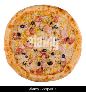 Leckere Pizza isoliert auf weißem Hintergrund Stockfoto