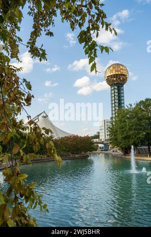 Die Sunsphere im World's Fair Park im Zentrum von Knoxville, Tennessee, USA Stockfoto