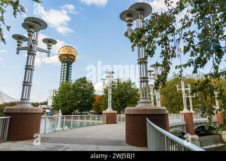 Die Sunsphere im World's Fair Park im Zentrum von Knoxville, Tennessee, USA Stockfoto