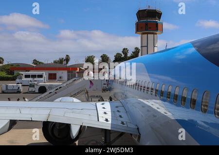 Afrika, Boeing 737 Max von TUIfly auf dem Flughafen Amilcar Cabral International ist der wichtigste und größte Flughafen der Kapverden auf der Insel Sal, Flugzeug, Logo tui. *** Afrika, Boeing 737 Max ab TUIfly am Amilcar Cabral International Airport ist der wichtigste und größte Flughafen in Kap Verde auf der Insel Sal, Flugzeug, Logo tui Stockfoto