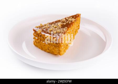 Kuchen aus Vanille und Sahne. Dessertkuchen. Stockfoto