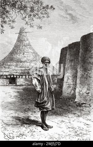 Chief von Nora Village, Guinea. Afrika. Zwei Feldzüge im Französischen Sudan, 1886-1888 von Joseph Simon Gallieni (1849–1916) Le Tour du Monde 1890 Stockfoto