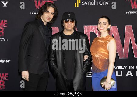 Los Angeles, USA. Februar 2024. Nick, Gene und Sophie Simmons nehmen am 12. Februar 2024 im Regency Bruin Theatre in Westwood Village in Los Angeles Teil. (Foto: Corine Solberg/SipaUSA) Credit: SIPA USA/Alamy Live News Stockfoto