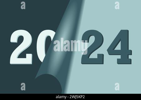 Happy New Year 2024 Design für Poster, Banner, Begrüßung und Neujahrsfeier 2024. Stock Vektor