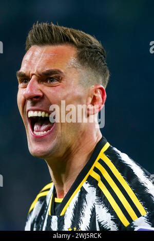 Arkadiusz Milik von Juventus FC feiert, nachdem er ein Tor erzielt hat, das später vom Schiedsrichter während des Spiels zwischen Juventus FC und Udin abgelehnt wurde Stockfoto