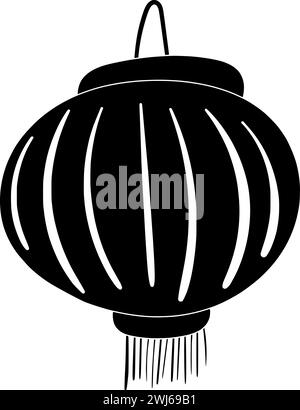 Schwarze Lampionsilhouette oder flache Laterne Illustration des Lampenlogos chinesisch für Festival mit Feiertagskykone und religiöse Form Dekoration wie traditionell Stock Vektor