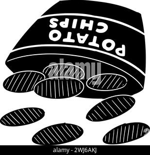 Schwarze Kartoffelsilhouette oder flache Tortilla Illustration von Snack-Logo Essen für Chip mit knusprigem Symbol und essen Form knusprig wie Mais zu Chips Stock Vektor