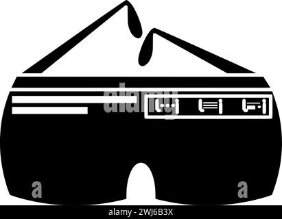 Schwarze Brille Silhouette oder flache Sonnenbrille Illustration des Sicherheitslogos Ingenieur für die Entwicklung mit Construction Icon und Industrie Form Auftragnehmer Stock Vektor