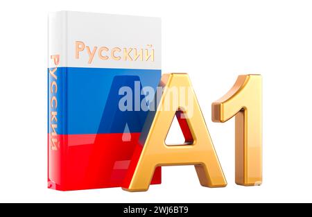 A1 Russische Ebene, Konzept. Level elementar, Anfänger. 3D-Rendering isoliert auf weißem Hintergrund Stockfoto