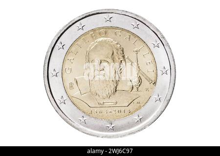 Italien 2014 2-Euro-Münze Galileo Galilei. Stockfoto