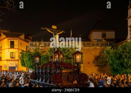 Passage des Christus der Stiftung der Bruderschaft der Negritos, Karwoche in Sevilla Stockfoto