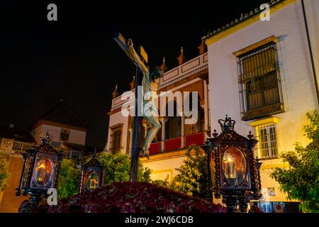 Passage des Christus der Stiftung der Bruderschaft der Negritos, Karwoche in Sevilla Stockfoto