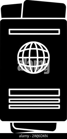 Schwarze Ticket-Silhouette oder flache Pass-Illustration des Reise-Logos Tourismus für Urlaub mit Reise-Symbol und touristische Form Welt als Urlaub zu flippen Stock Vektor
