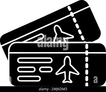 Schwarze Ticket-Silhouette oder flache Pass-Illustration des Reise-Logos Tourismus für Urlaub mit Reise-Symbol und touristische Form Welt als Urlaub zu flippen Stock Vektor