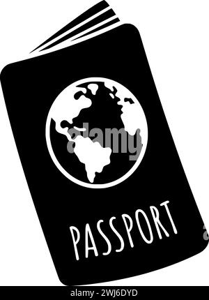 Schwarze Ticket-Silhouette oder flache Pass-Illustration des Reise-Logos Tourismus für Urlaub mit Reise-Symbol und touristische Form Welt als Urlaub zu flippen Stock Vektor