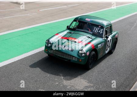 Nikolaj Mortensen fuhr mit seinem Green, 1962, Turner 1650 die Pit Lane hinunter, bevor die International Trophy for Classic GT Cars (vor 66) ausgetragen wurde Stockfoto