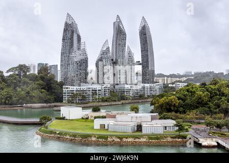 Keppel Bay Marina und Reflections in Keppel Bay Luxus Wohnkomplex am Wasser, Singapur Stockfoto