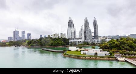 Singapur City Uferpromenade und Keppel Bay Marina. Stockfoto