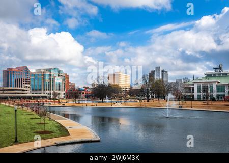 Huntsville, Alabama, USA Park und der Innenstadt Stadtbild. Stockfoto