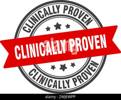 Klinisch bewährter Stempel. Klinisch nachgewiesenes Rundzeichen. Etikett auf transparentem Hintergrund Stock Vektor