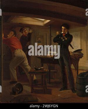 Jan van Speijk debattierte darüber, ob das Pulver angezündet werden soll, Jacobus Schoemaker Doyer, 1834 Stockfoto