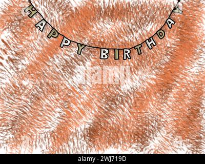 Happy Birthday Hintergrund braun und orange Tapete. Hochwertige Abbildung Stockfoto