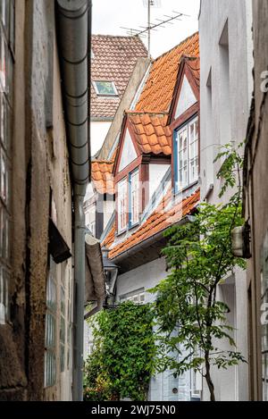 Altstadt in der hansestadt Lübeck in Deutschland mit historischen Gebäuden Stockfoto