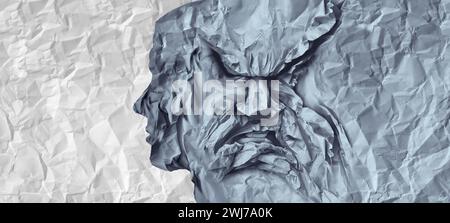 Leben mit Angst und aufdringlichen Gedanken, die Stress und Angst vor dem Unbekannten oder Sorgen und übermäßige Sorgen als Stimmen in Ihrem Geist verursachen Stockfoto