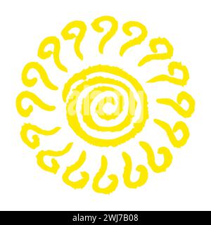Handgemaltes Sonnensymbol, handgezeichnet mit Buntstift Stock Vektor